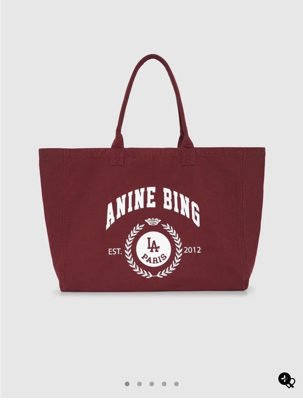 Anine Bing Maroon Canvas Logo Tote